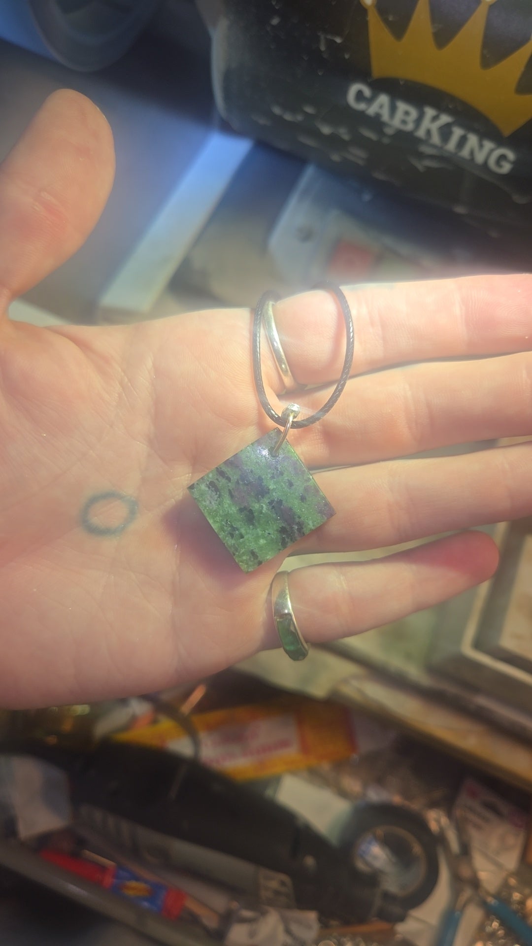Square Shaped Ruby in Zoisite Necklace