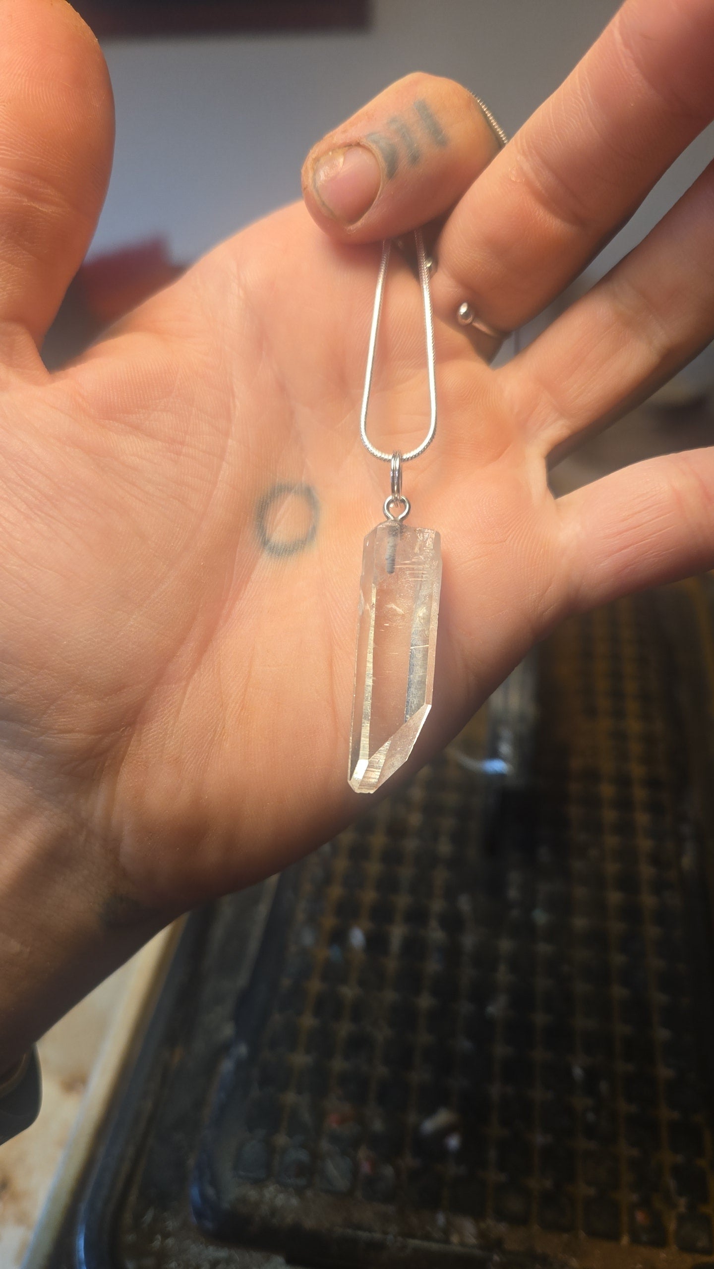 Clear Quartz Point Crystal Necklace – Copper & Leather