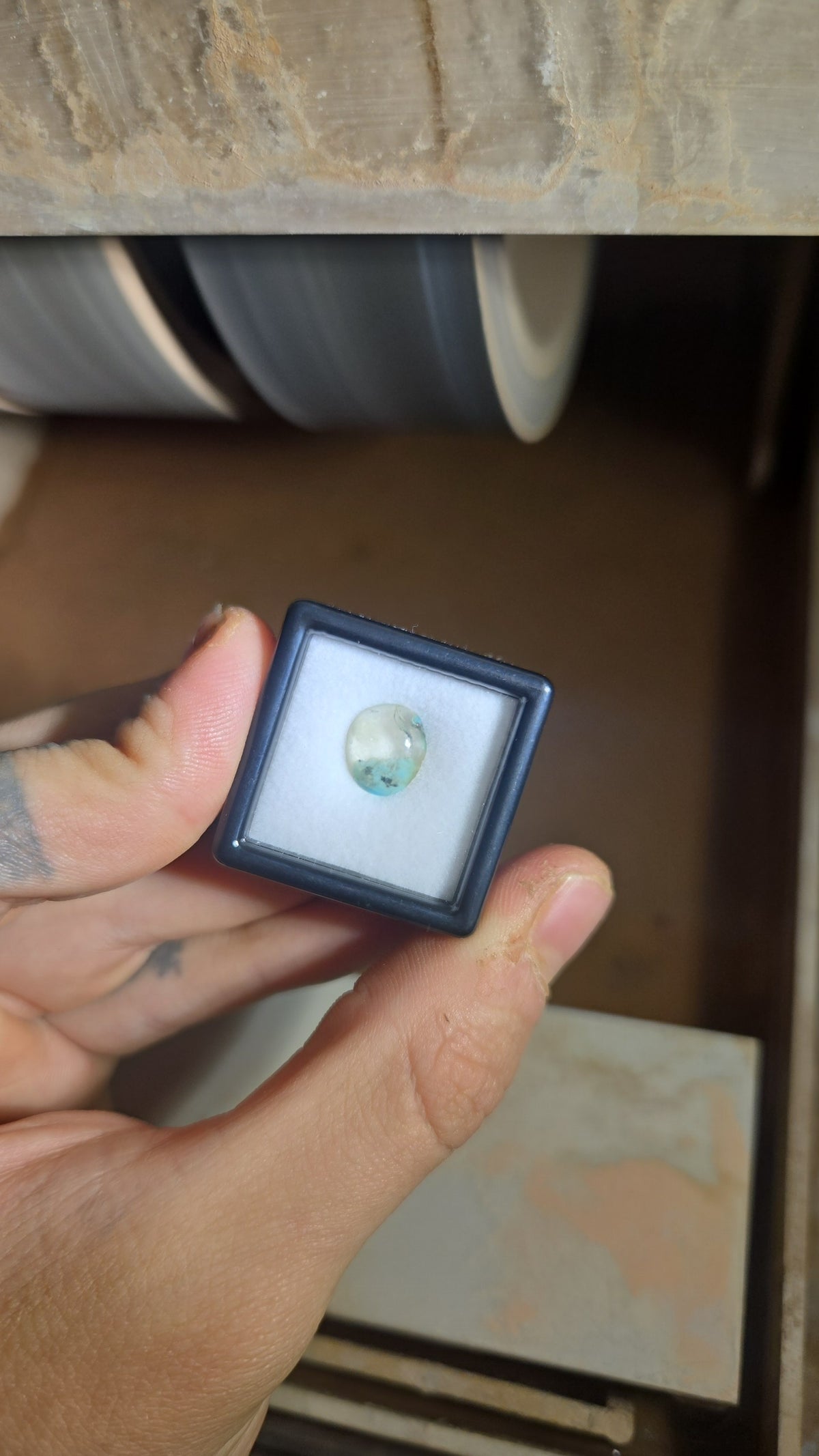 Duo Mineral Cabochon Quartz and Turquoise