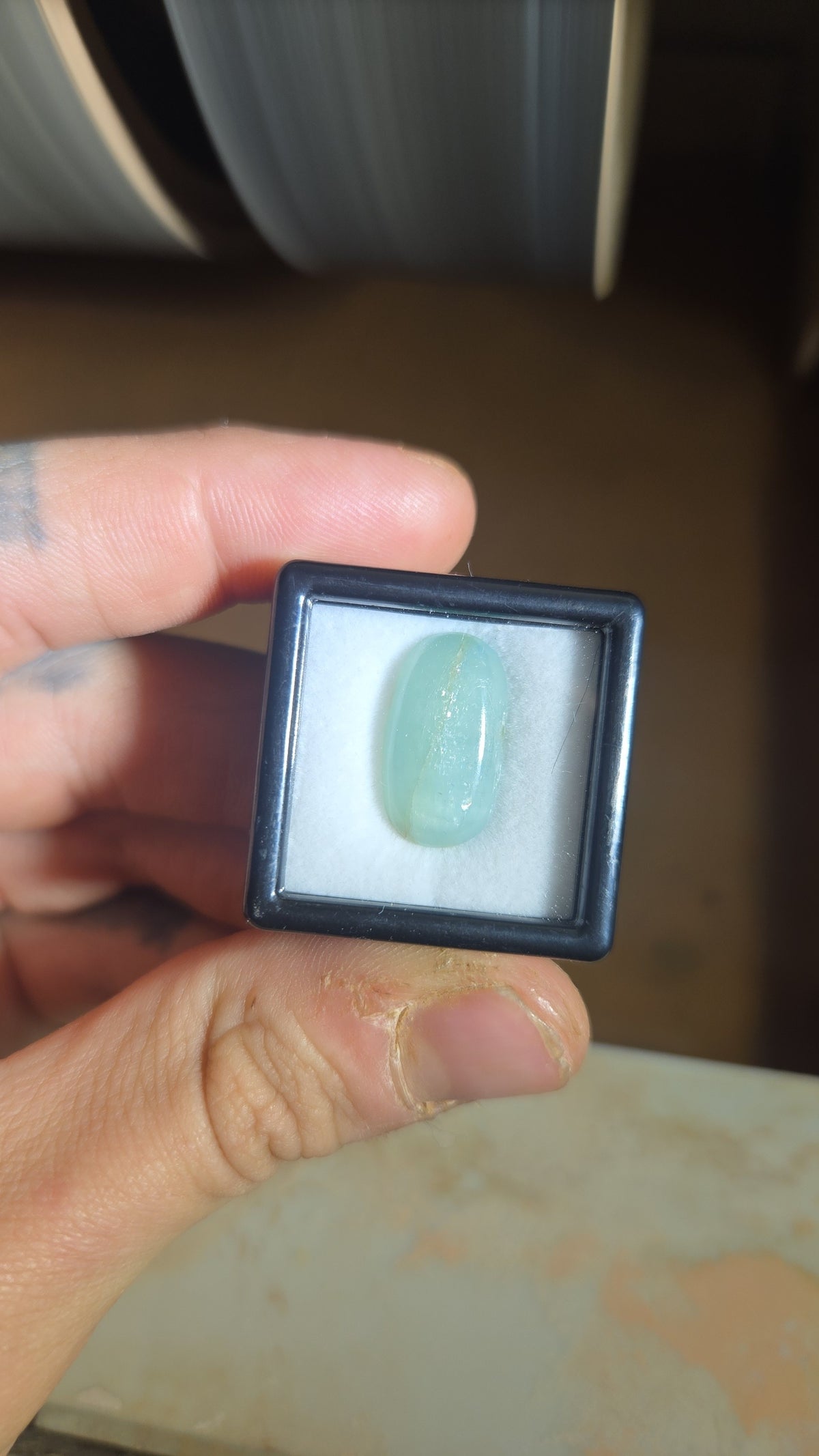 Oval Light Blue Green Grandidierite Cabochon