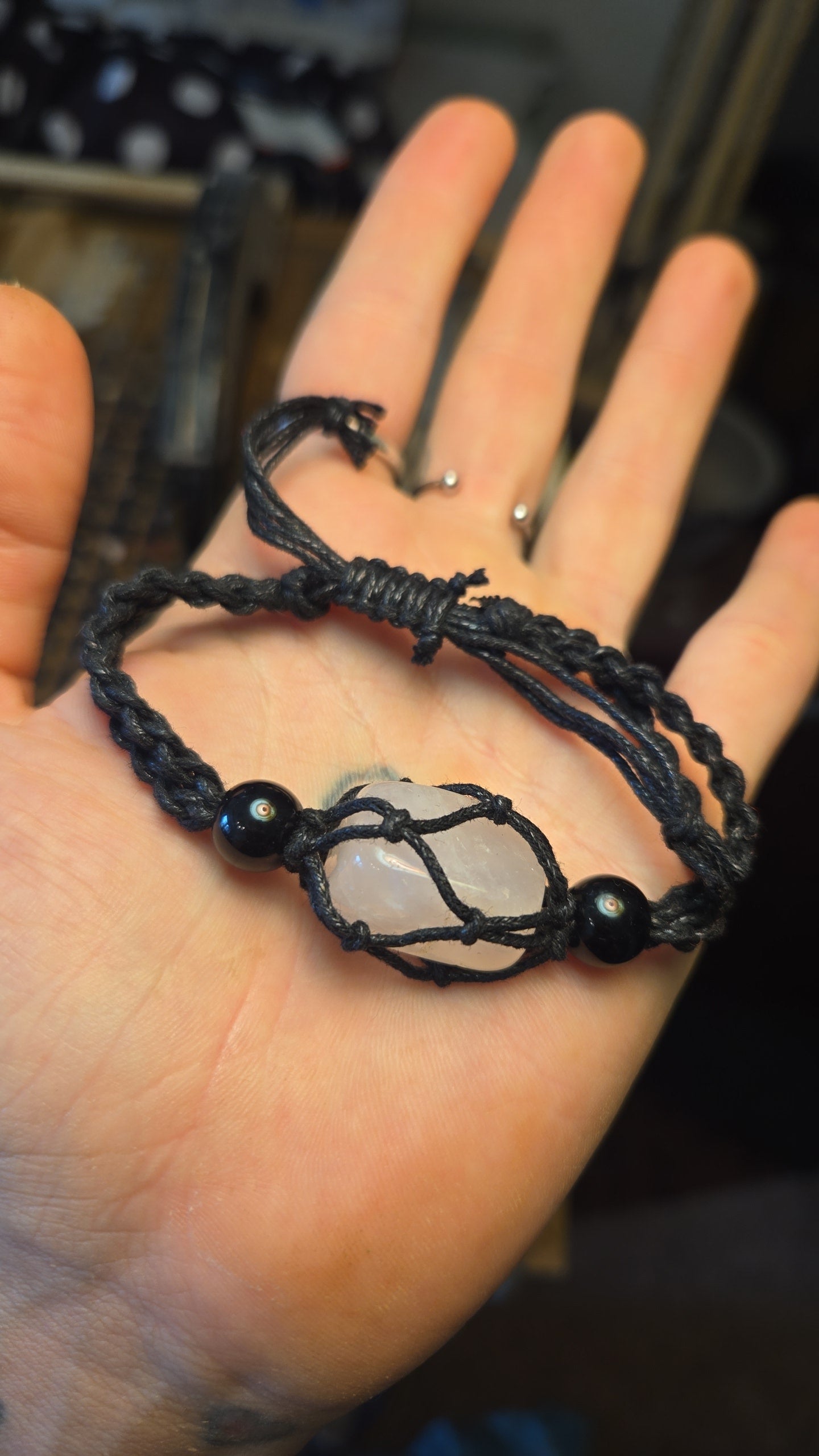 Tumbled Rose Quartz Cage Bracelet