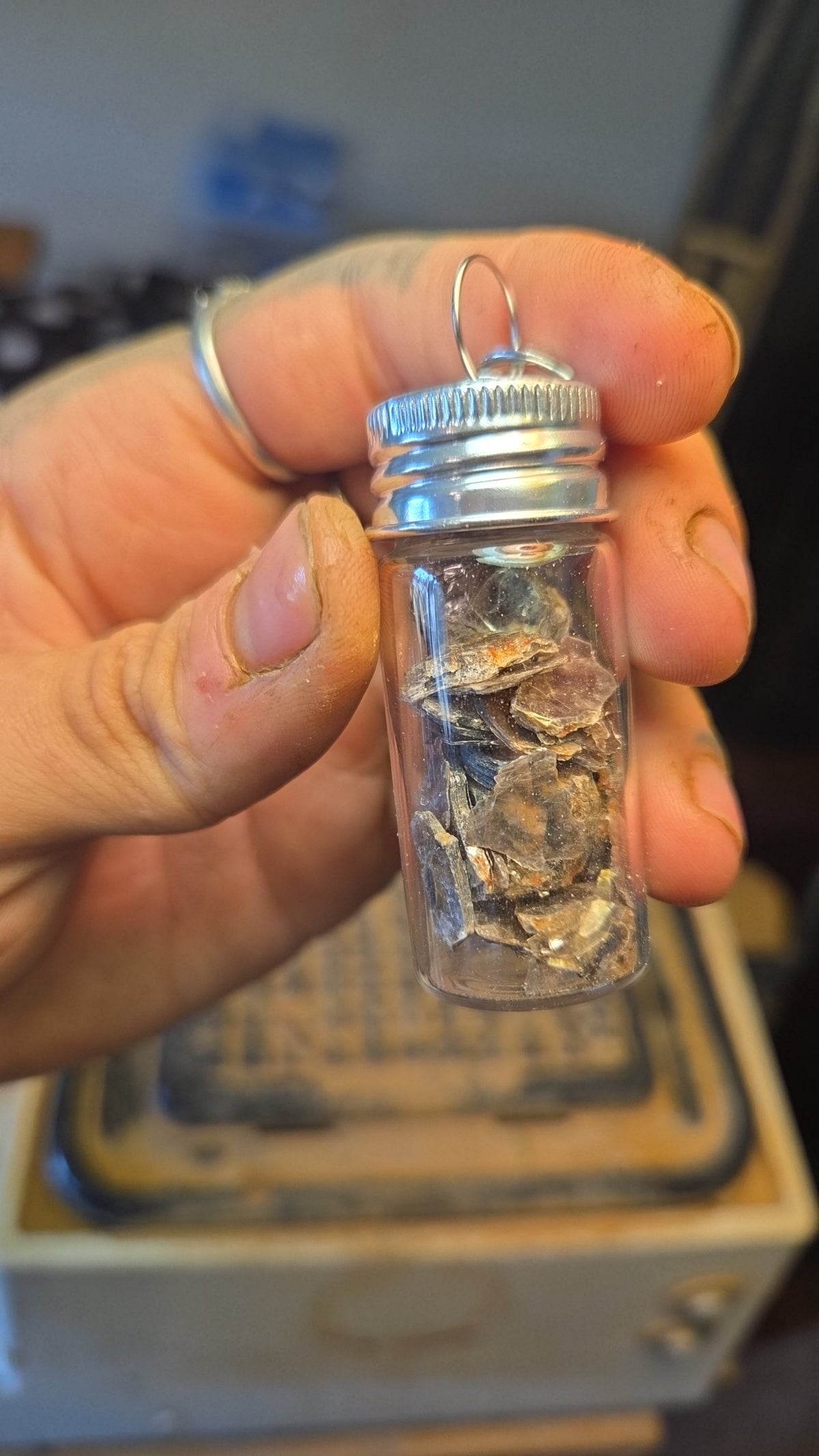 Glass Jar Crystal Mineral Gem Keychain