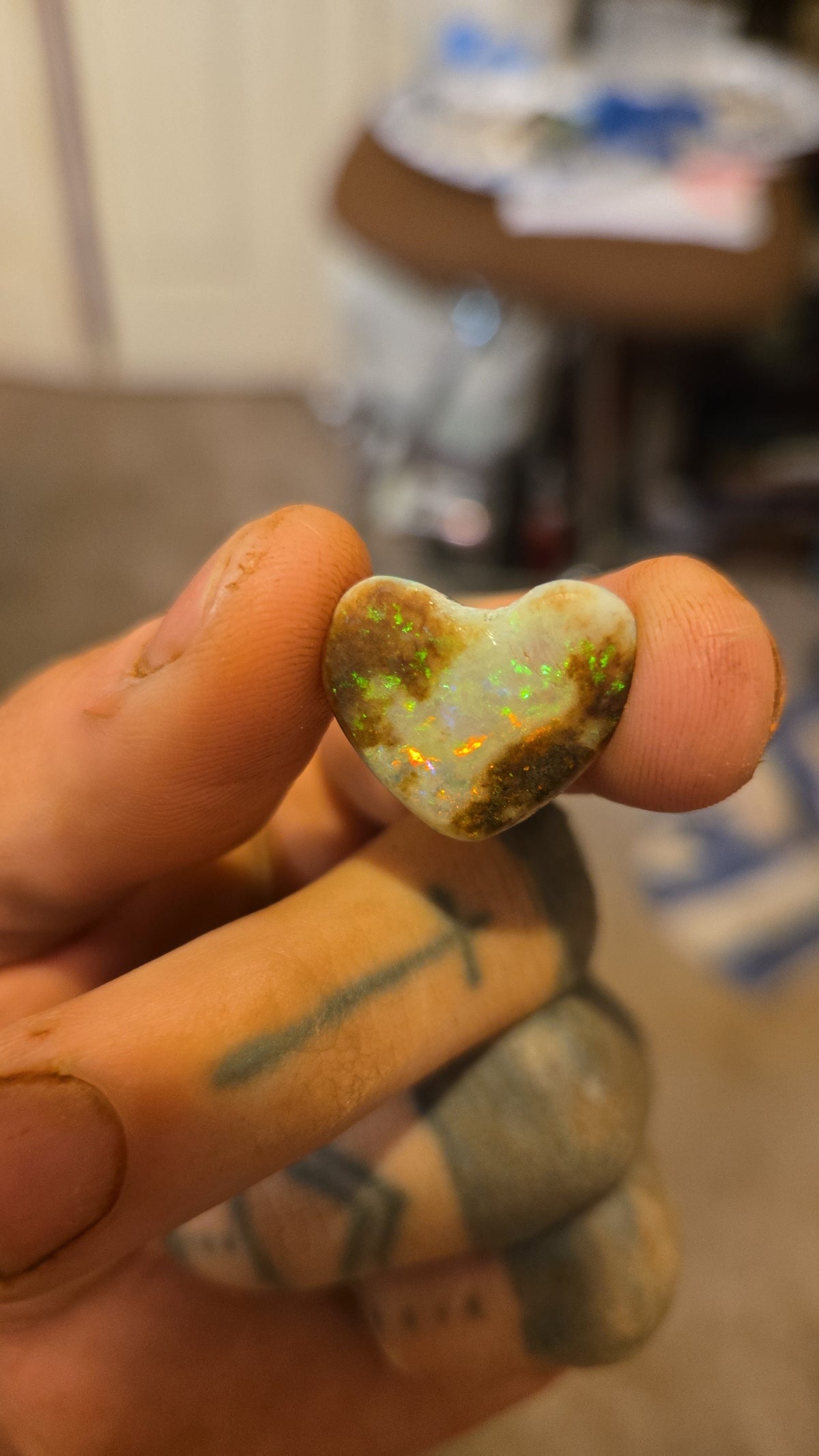 Andamooka Matrix Opal Heart Cabochon