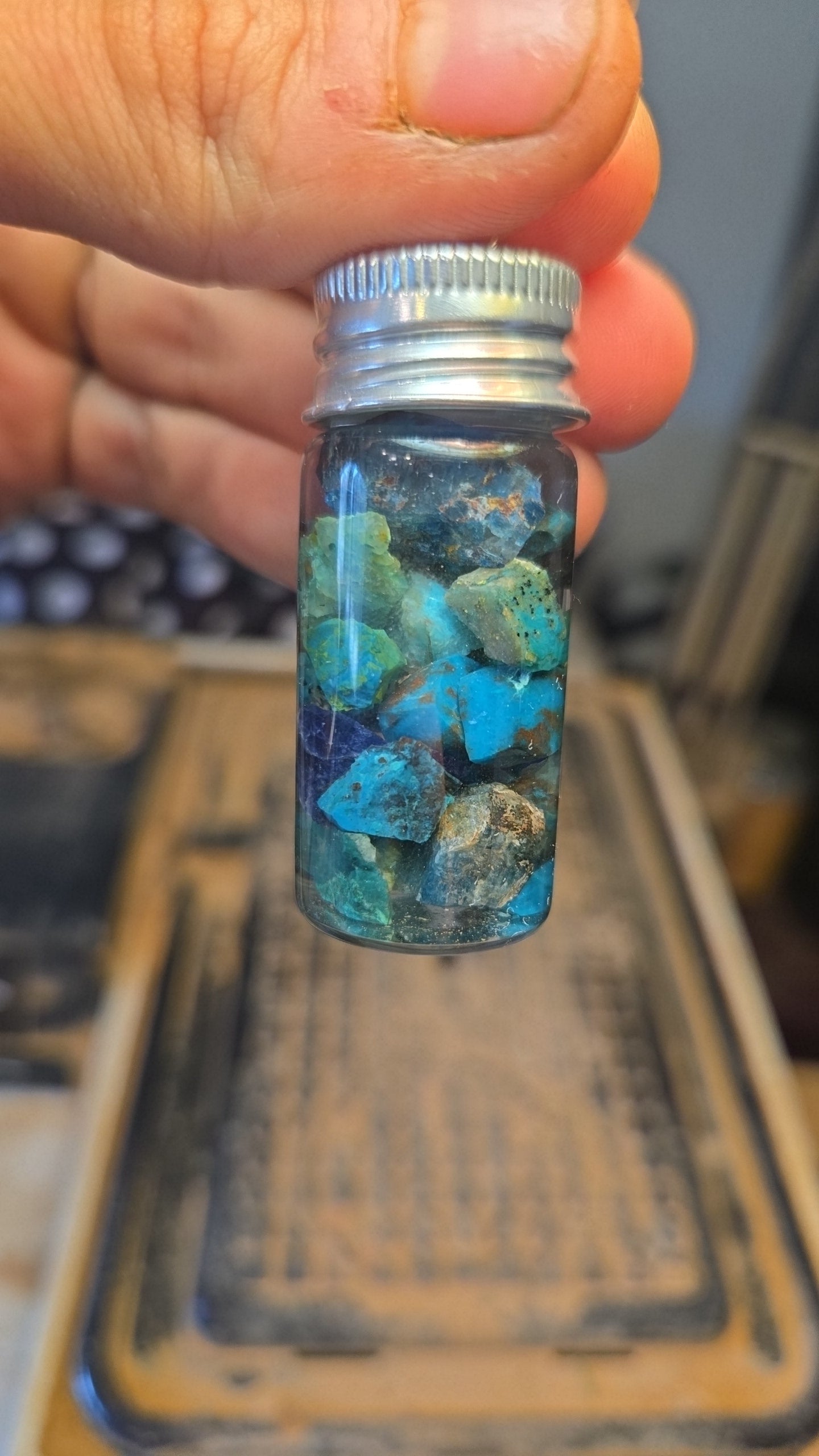 Glass Jar Crystal Mineral Gem Keychain