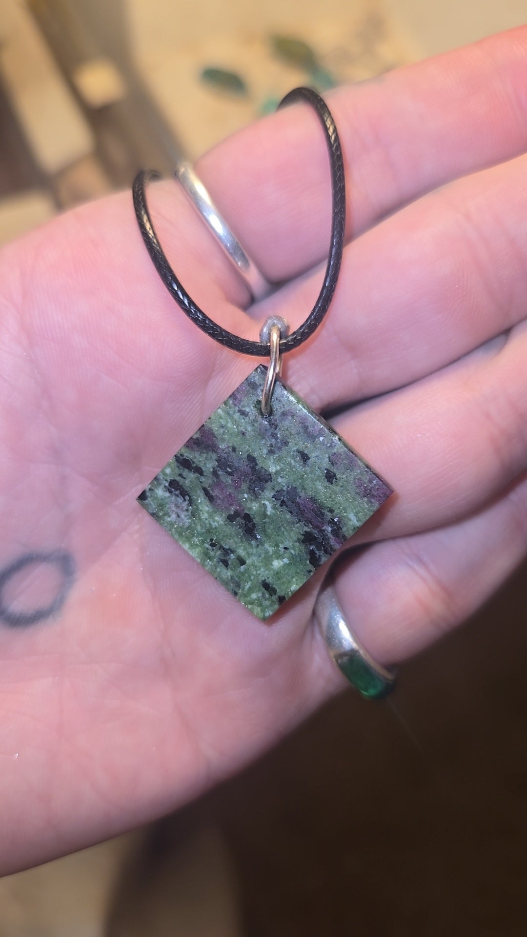 Square Shaped Ruby in Zoisite Necklace