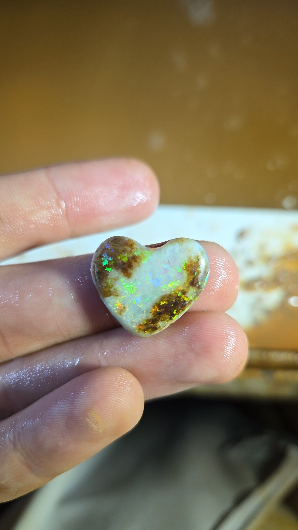 Andamooka Matrix Opal Heart Cabochon