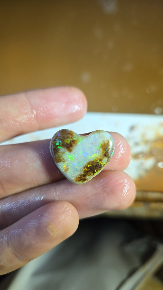 Andamooka Matrix Opal Heart Cabochon