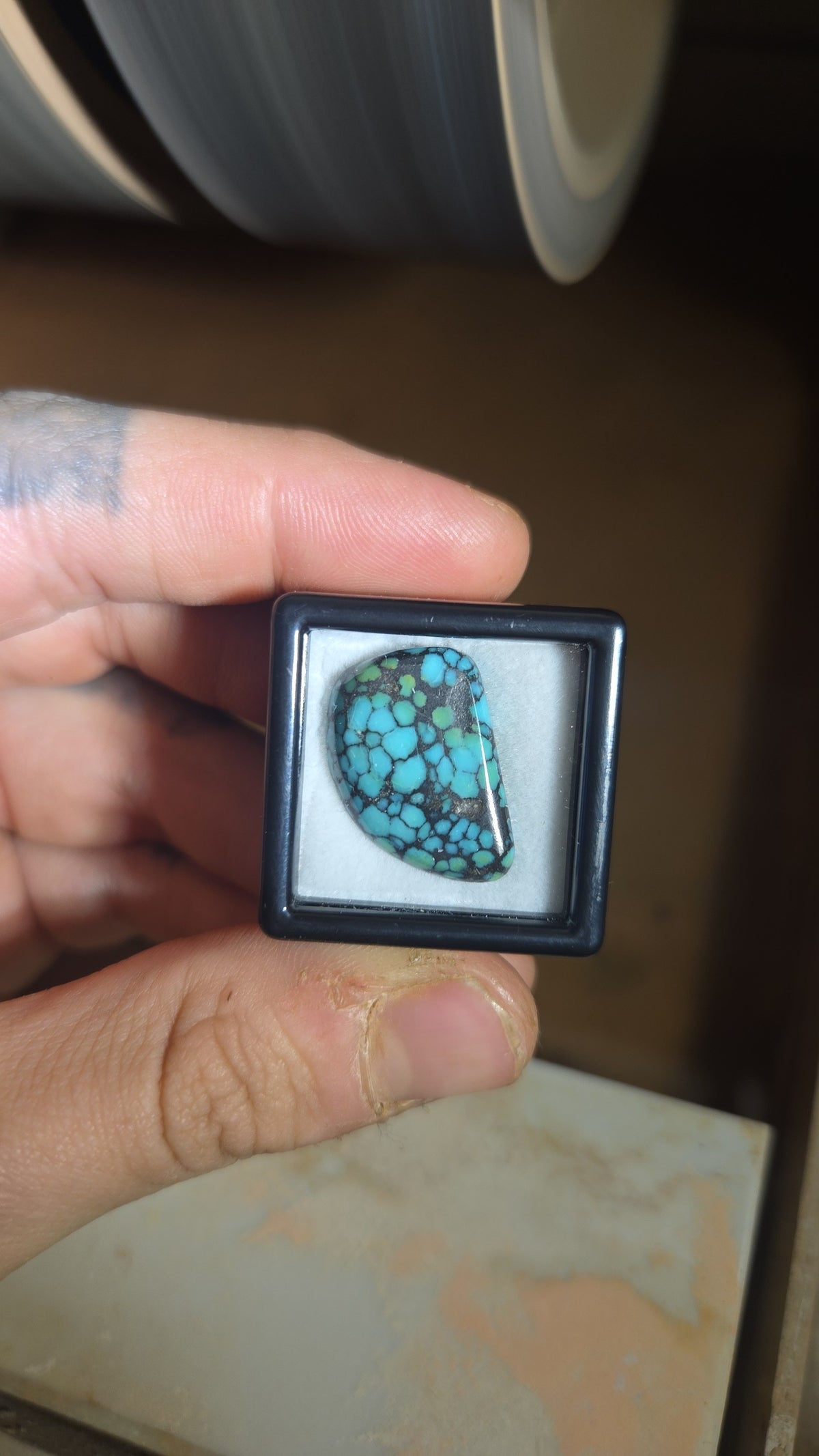 Hubei Spiderweb Turquoise Freeform Cabochon