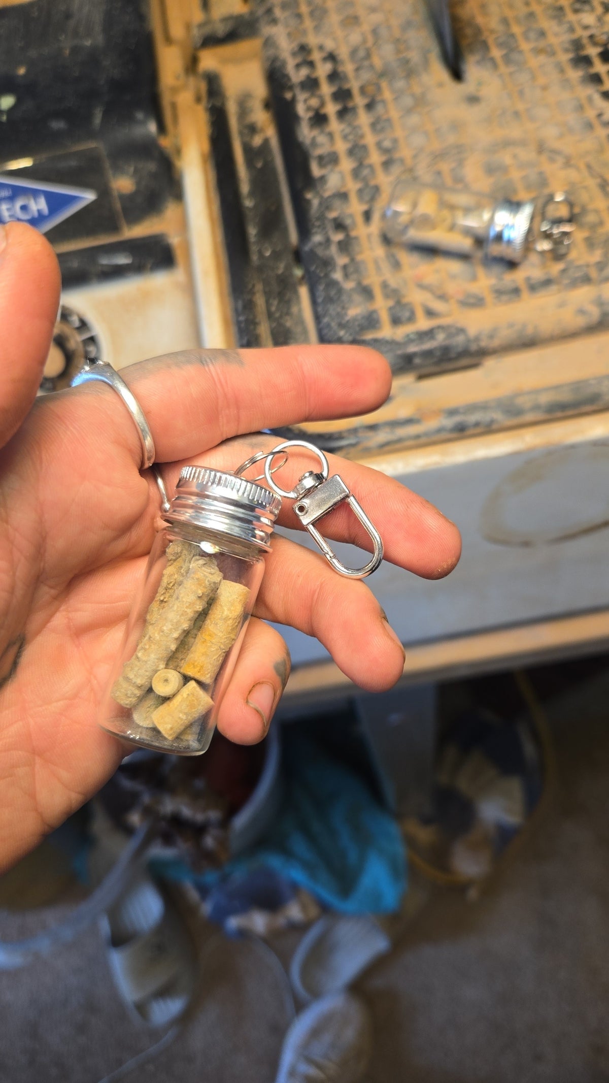 Glass Jar Crystal Mineral Gem Keychain