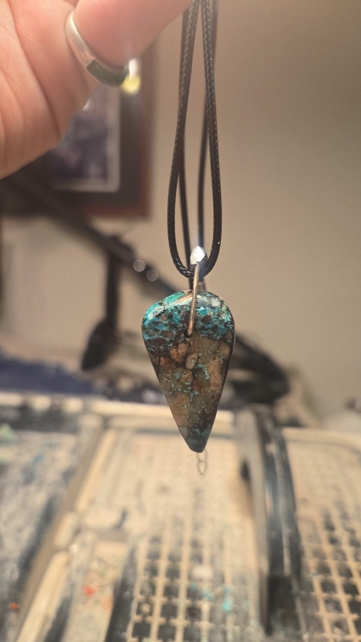 Chrysocolla Necklace – Silver Bezel