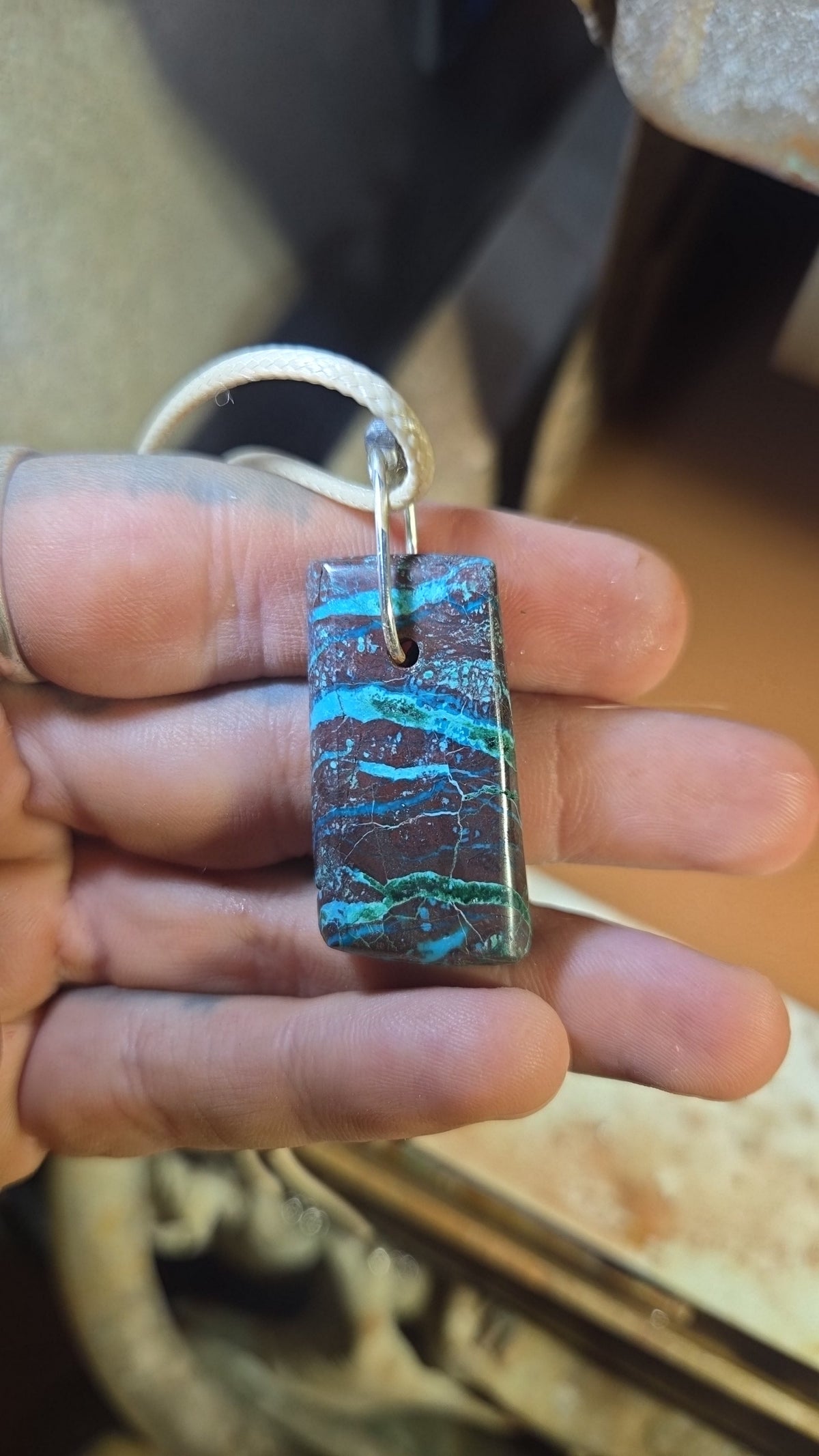 Chrysocolla and Cuprite Veined Necklace
