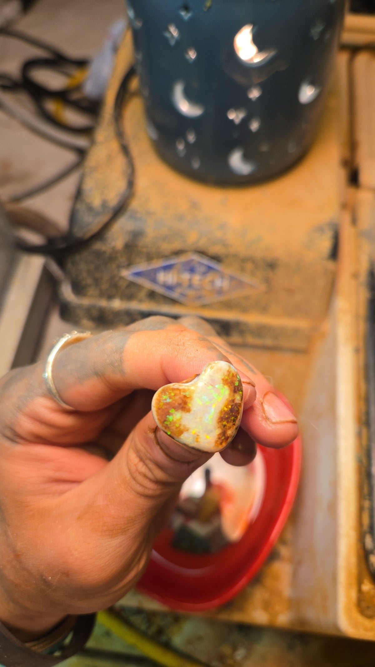 Andamooka Matrix Opal Heart Cabochon