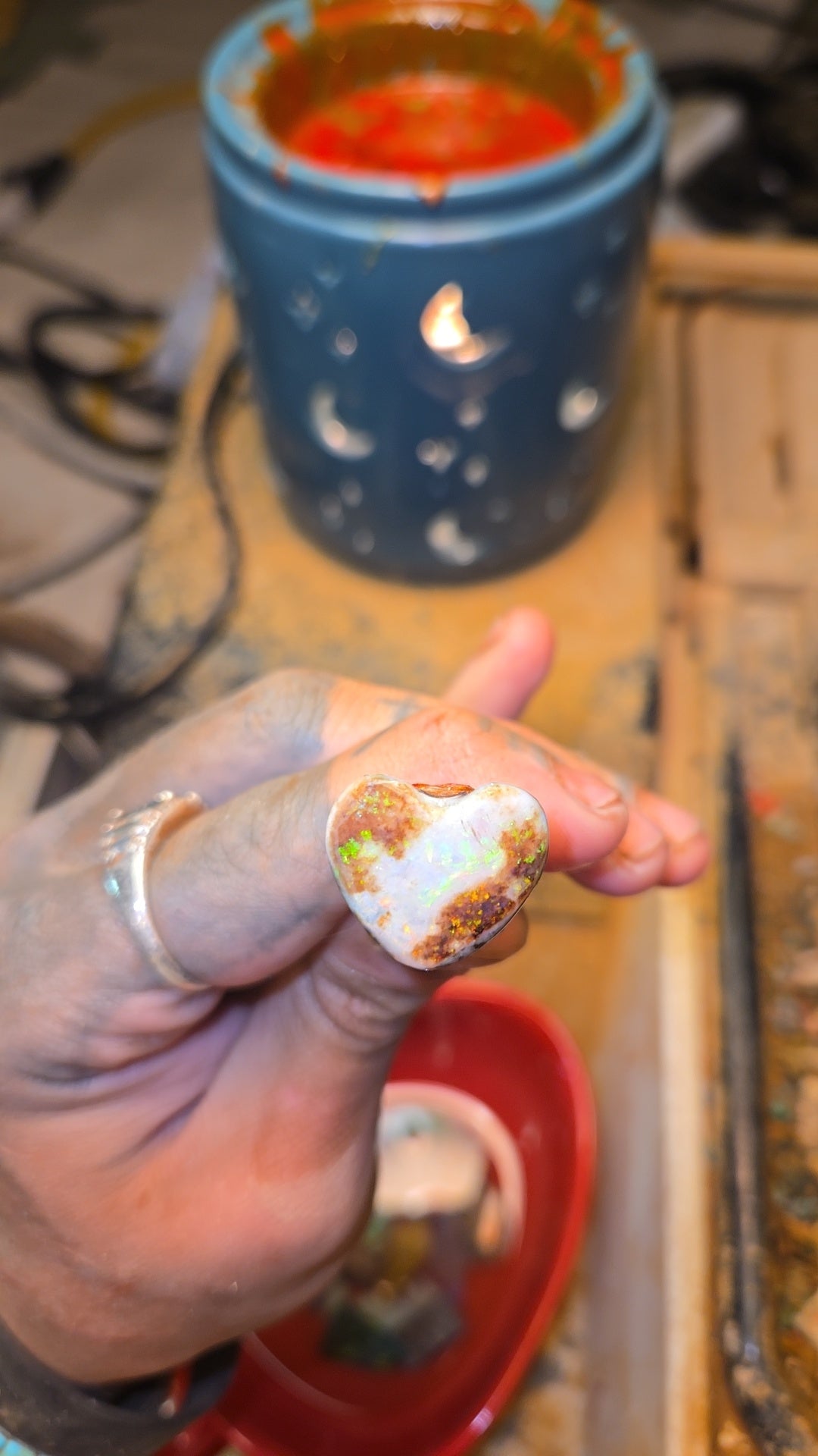 Andamooka Matrix Opal Heart Cabochon