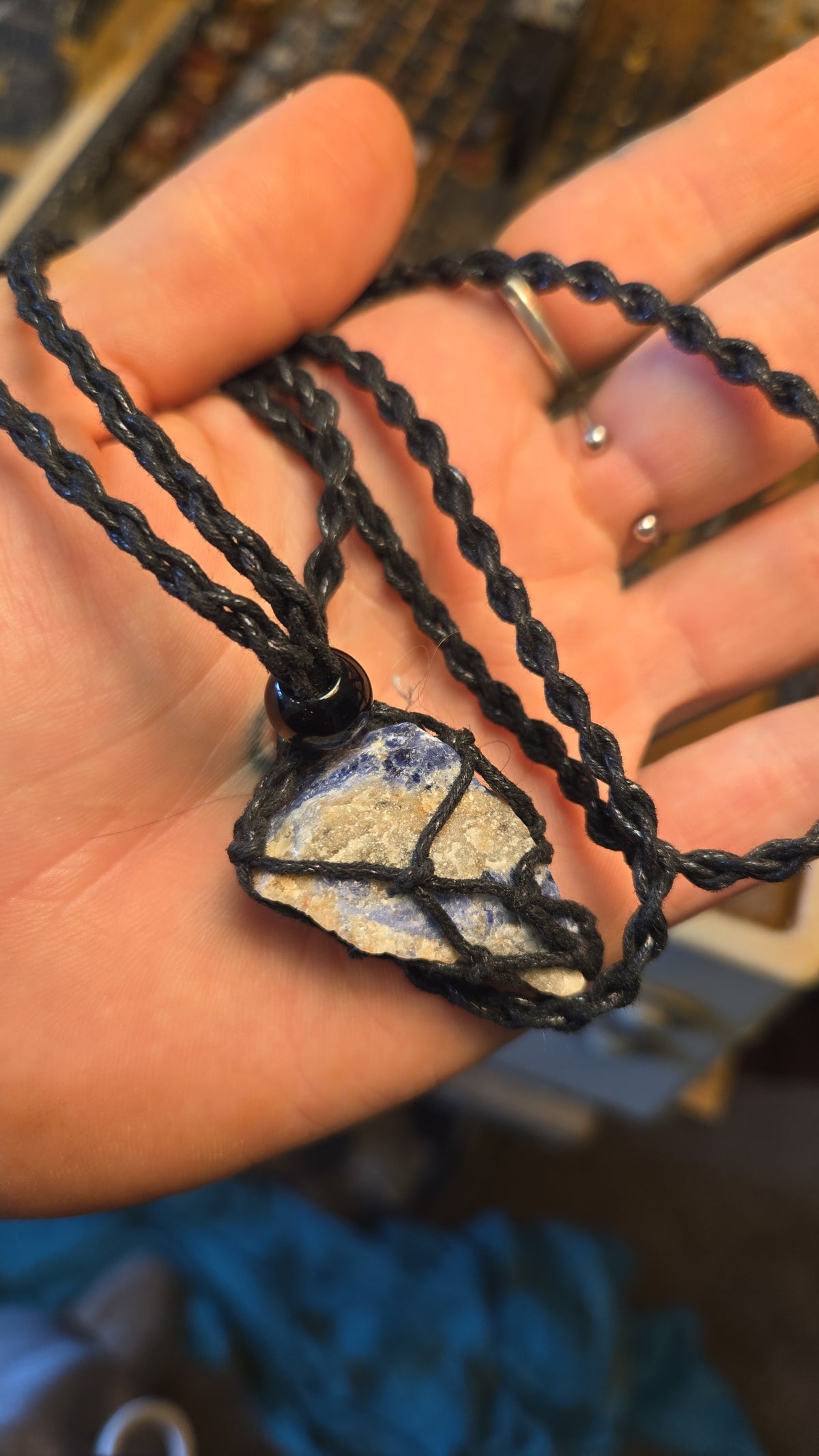 Raw Sodalite Cage Necklace