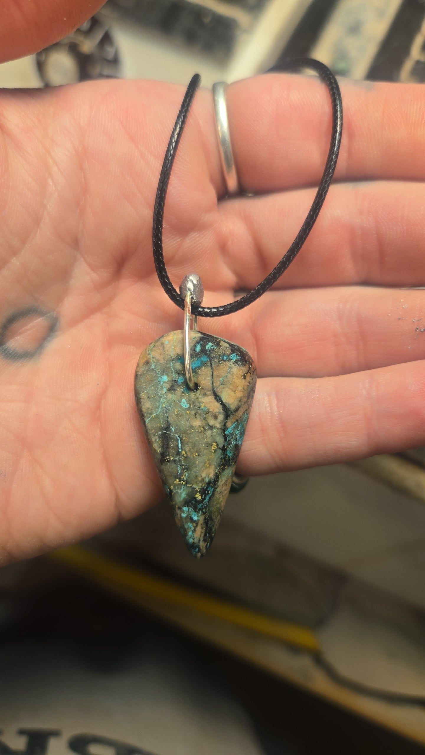 Chrysocolla Necklace – Silver Bezel