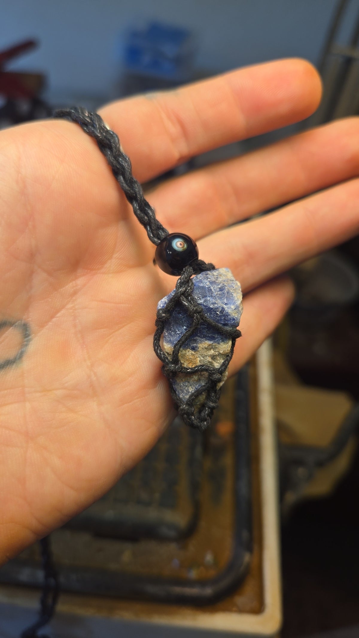 Raw Sodalite Cage Necklace