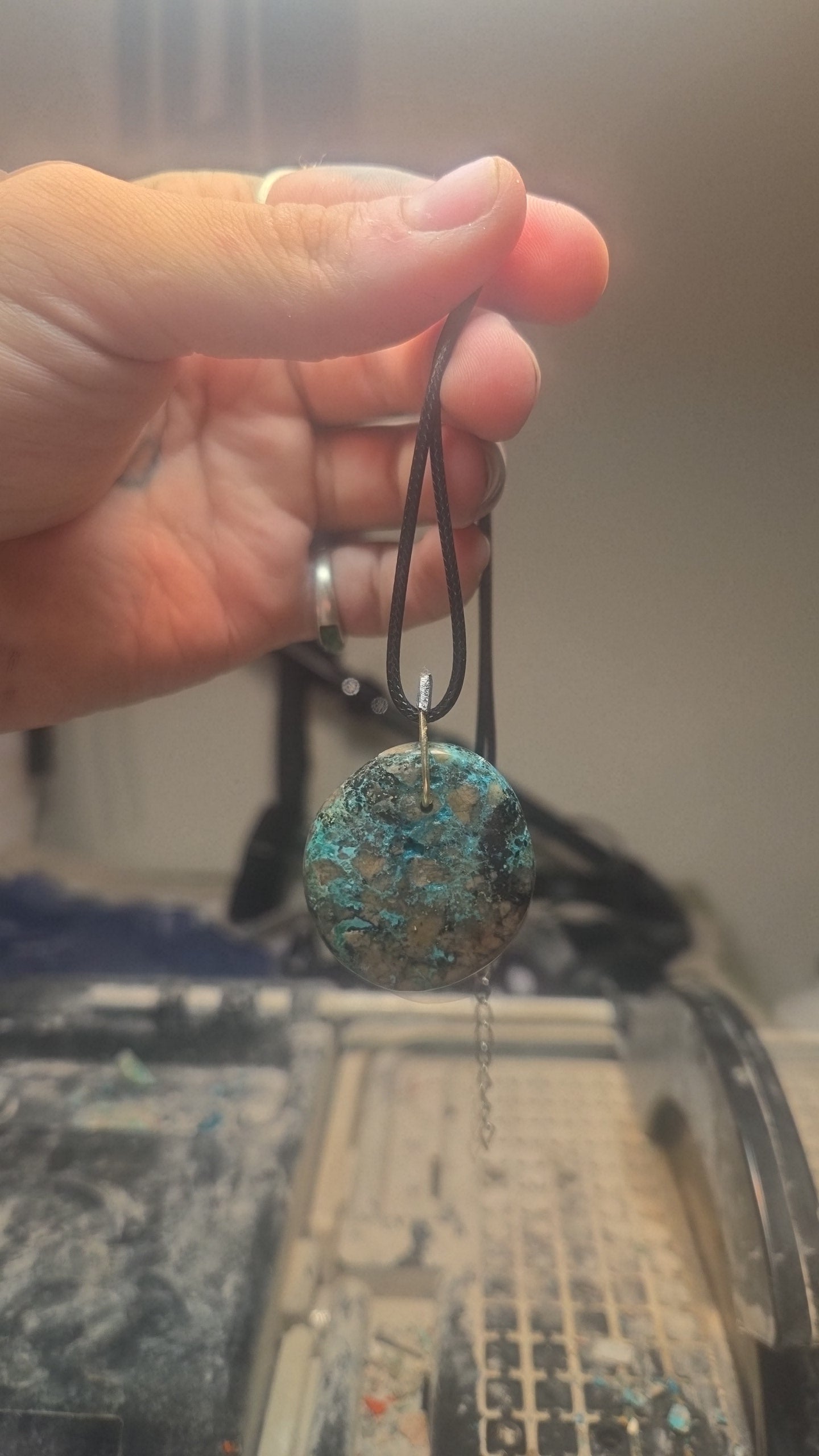 Chrysocolla Necklace – Silver Bezel