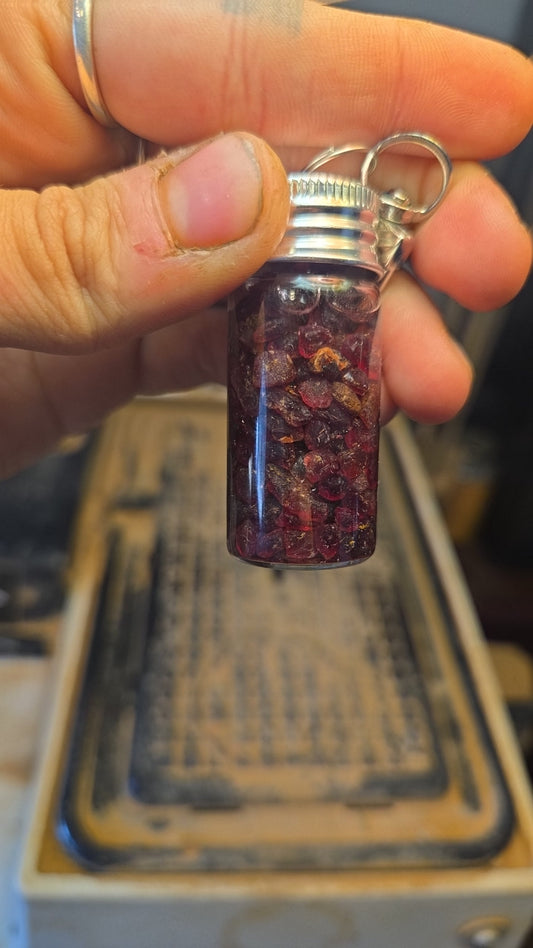 Raw Garnet Keychain