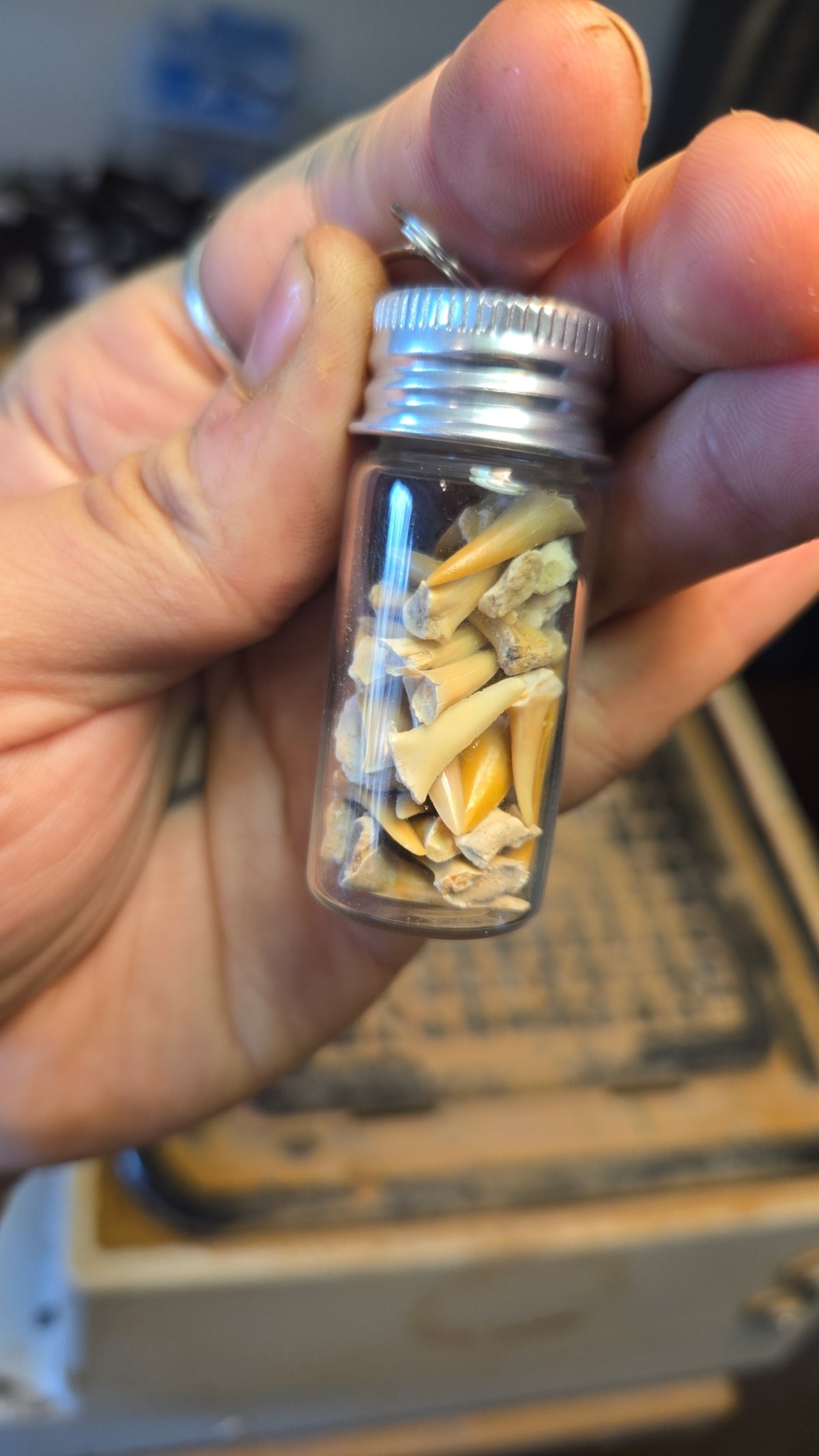 Glass Jar Crystal Mineral Gem Keychain