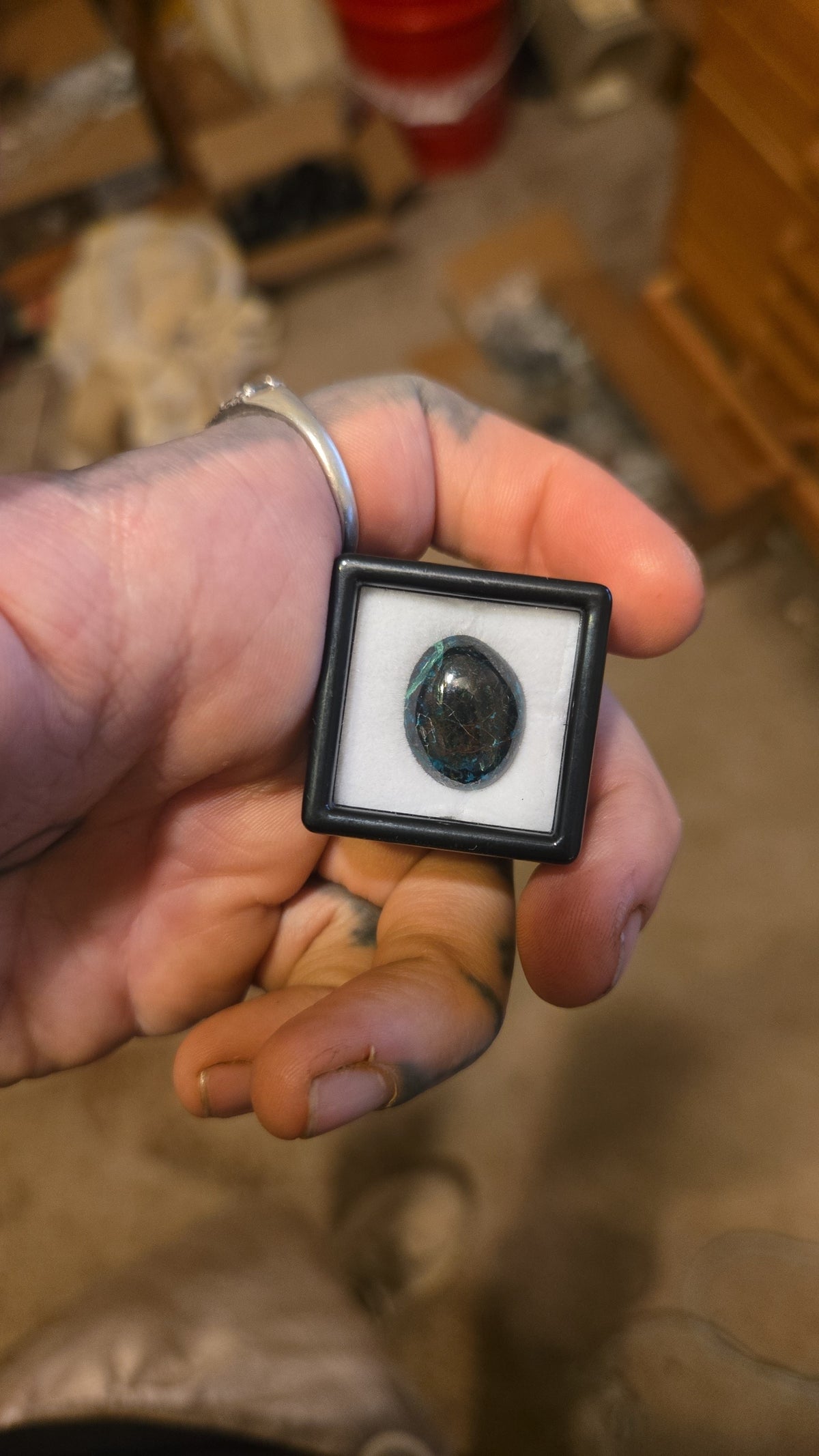 Deep Blue Black Shattuckite Cabochon