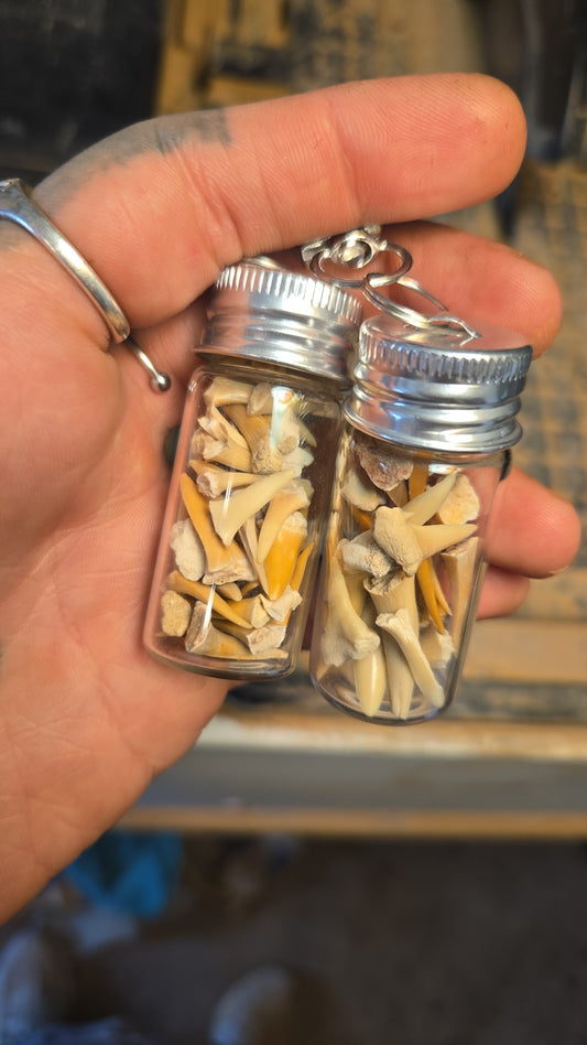 Shark Teeth Glass Bottle Keychain