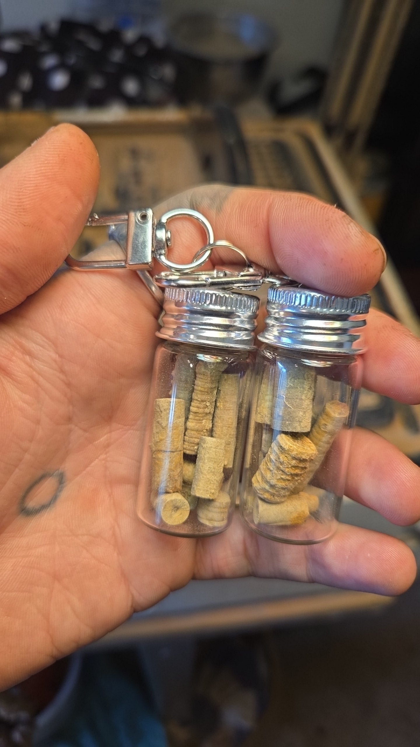 Glass Jar Crystal Mineral Gem Keychain