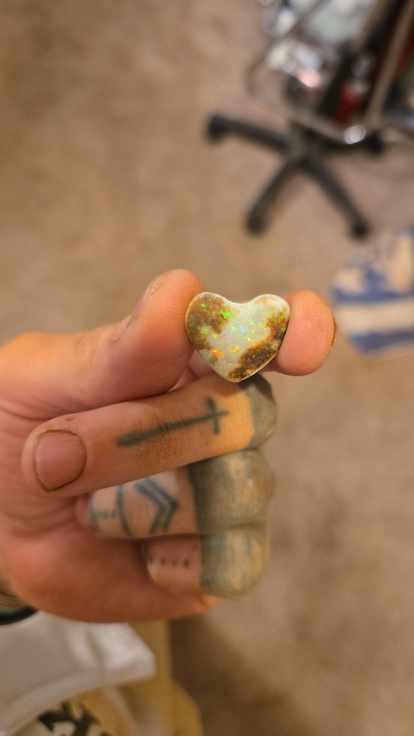 Andamooka Matrix Opal Heart Cabochon