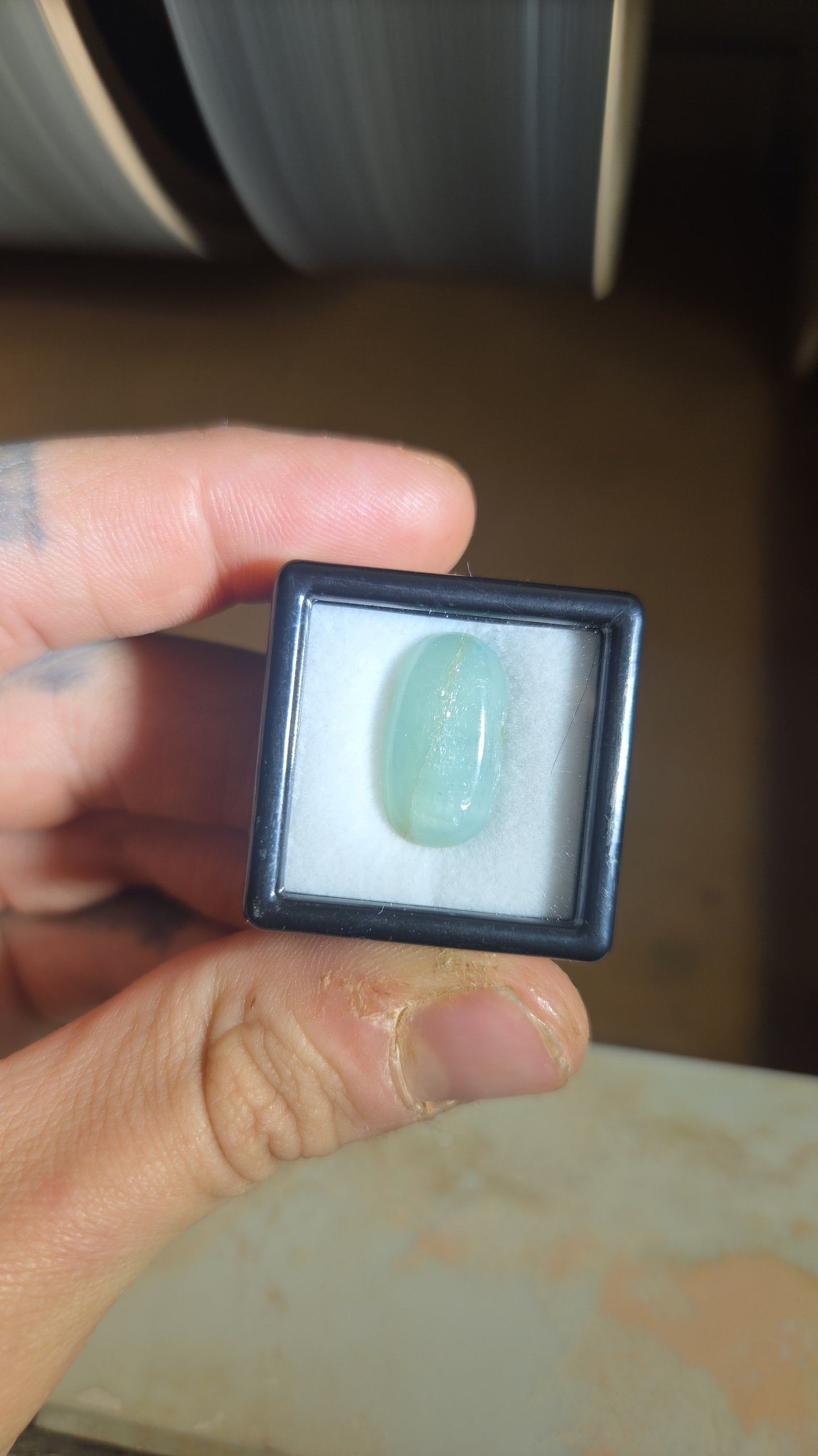 Oval Light Blue Green Grandidierite Cabochon