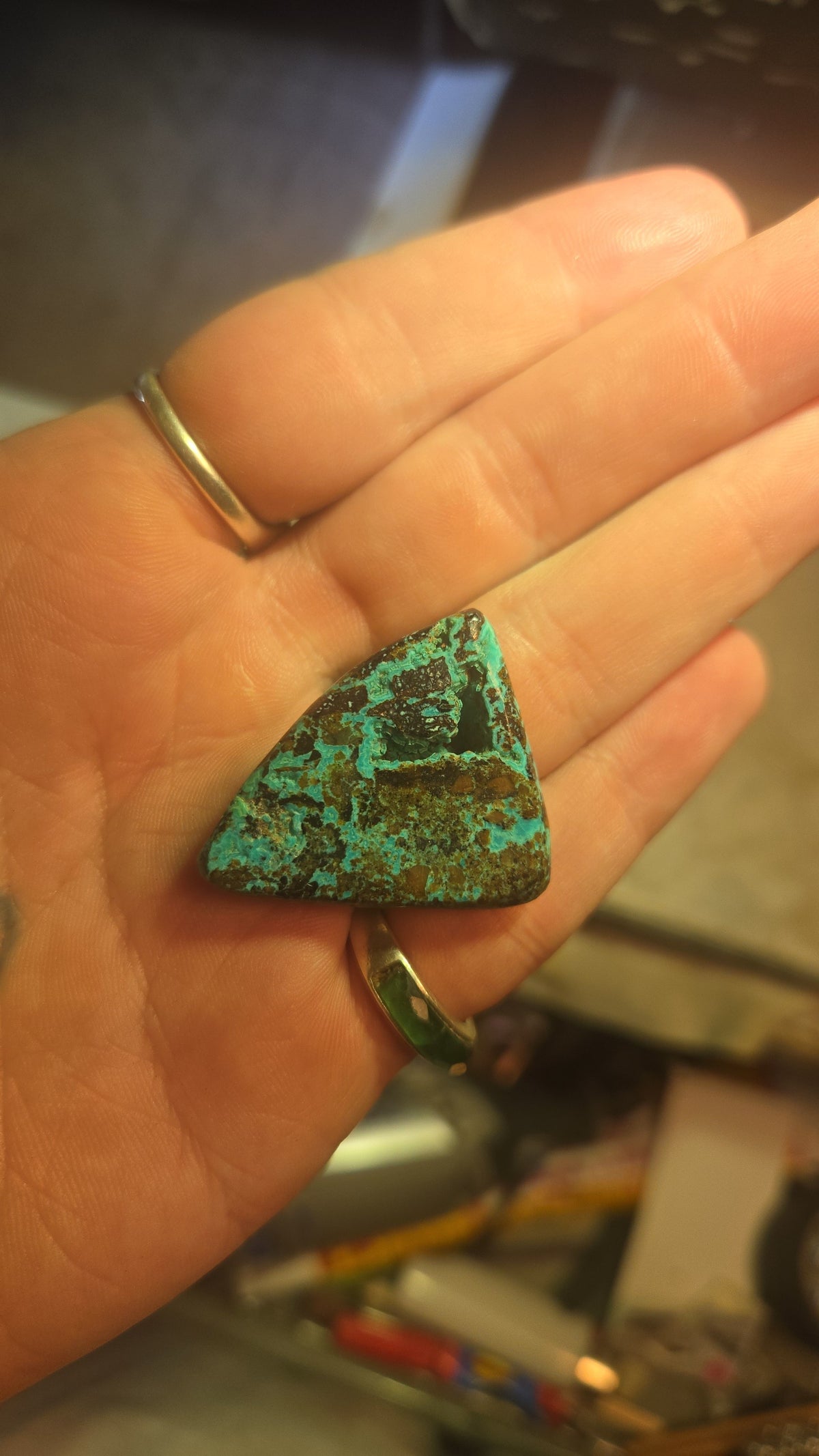 Chrysocolla Necklace – Silver Bezel