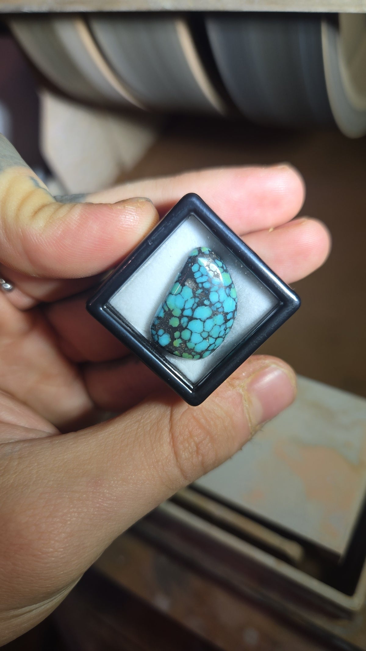 Hubei Spiderweb Turquoise Freeform Cabochon