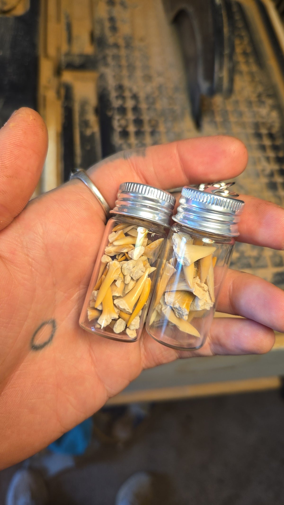 Shark Teeth Glass Bottle Keychain