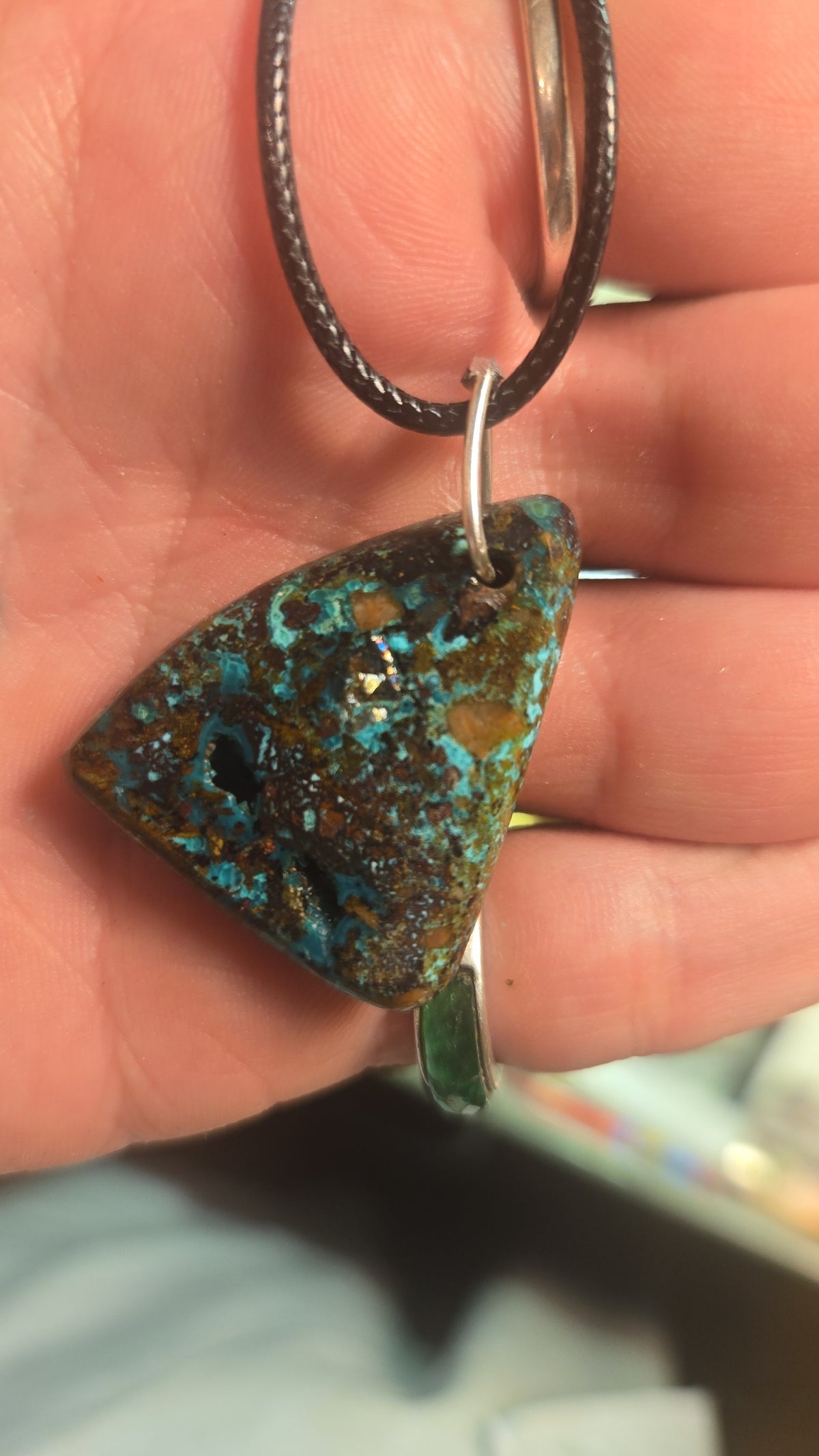 Chrysocolla Necklace – Silver Bezel