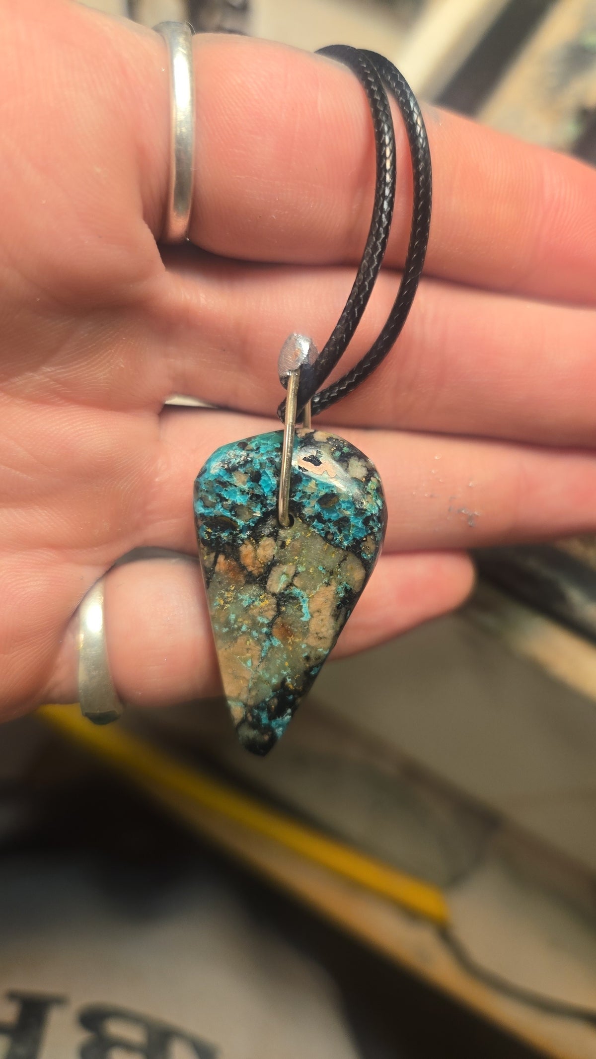 Chrysocolla Necklace – Silver Bezel
