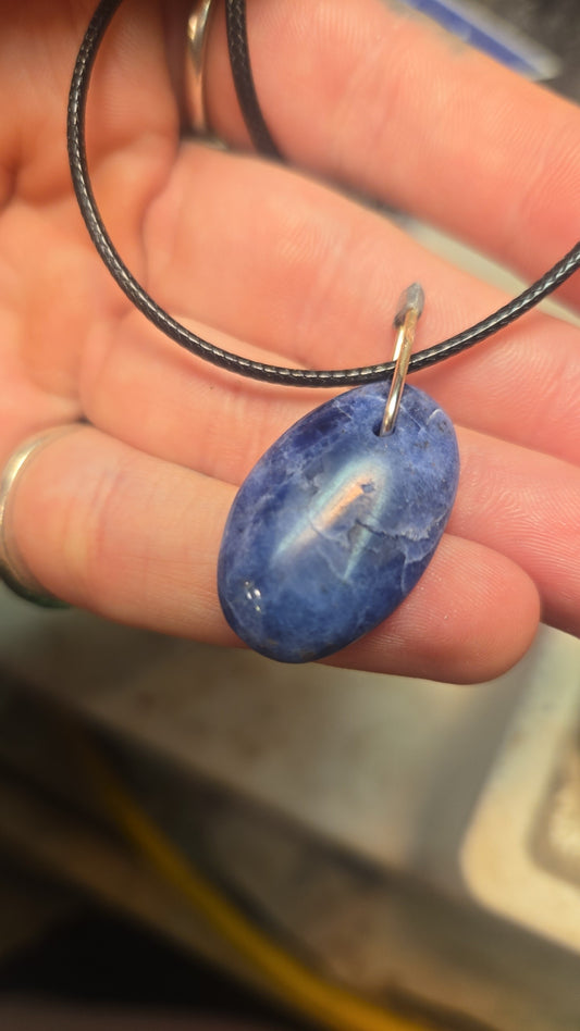 Sodalite Pendant Necklace – Silver Bezel