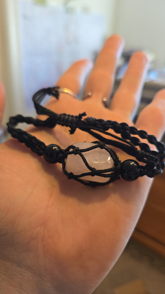 Tumbled Rose Quartz Cage Bracelet