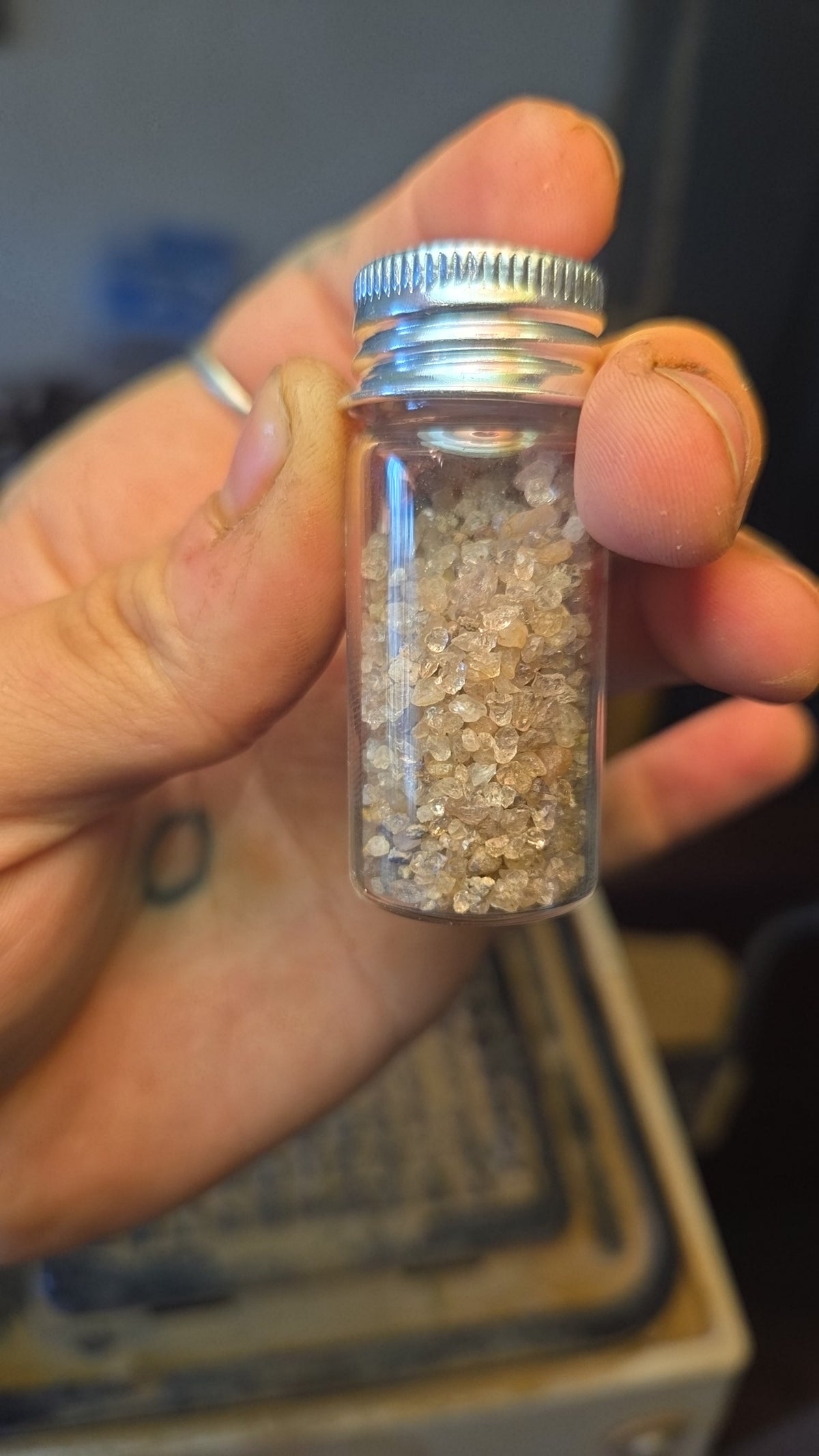 Glass Jar Crystal Mineral Gem Keychain